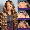 Highlight Ombre Body Wave Lace Front Wig Human Hair 13x4 13X6 4/27 Honey Blonde Lace Frontal Wigs Pre Plucked 200 Density 3