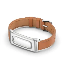 Premium Microfiber Leather Watch Strap with Metal Protective Case - Adjustable Replacement Wrist Band Bracelet - Fitbit Air (LBrS)