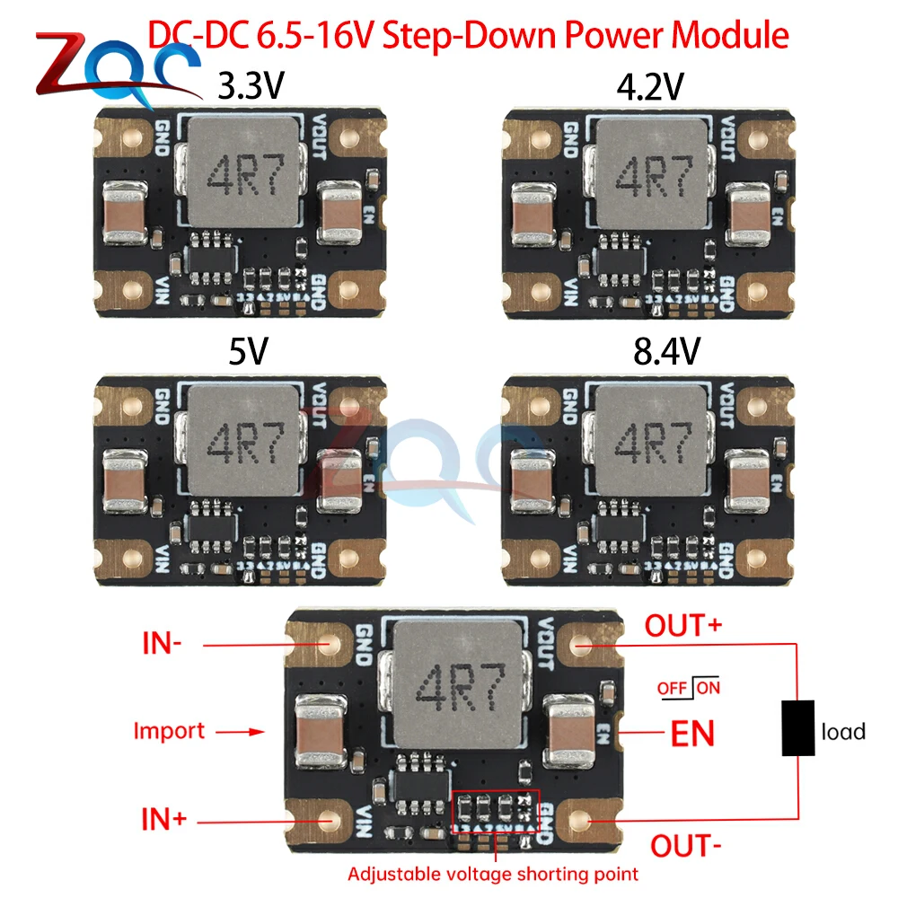DC-DC 스텝다운 전원 모듈 입력 DC 6.5-16V  DC 3.3V/4.2V/5V/8.4V 고정 출력 전압 레귤레이터 모듈 전체 부하 4A
