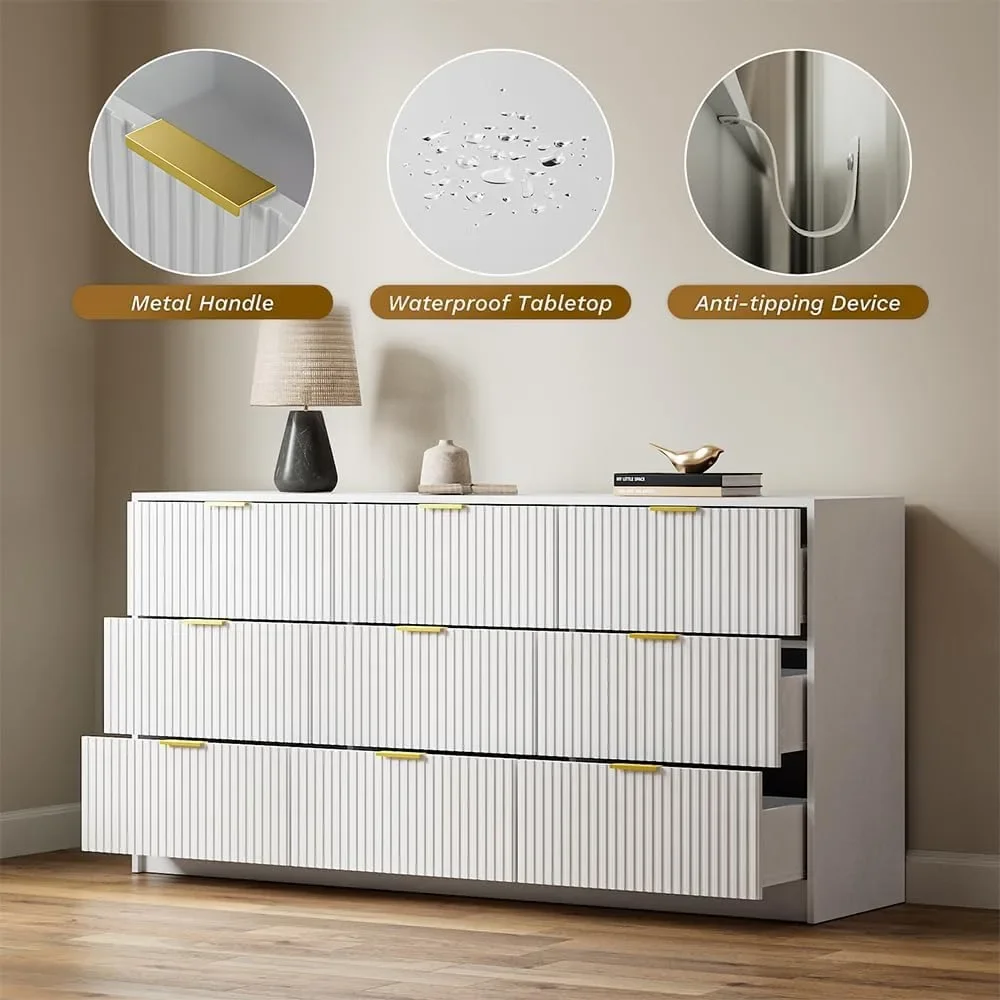 Dresser for Bedroom,Double Dresser, Modern Chest of Drawers for Bedroom, Living Room, Entryway and Closet, 6