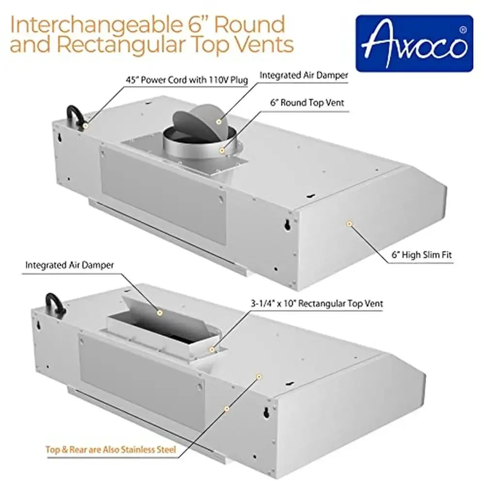 Stainless Steel Under Cabinet Range Hood 900CFM 4 Speeds 30"W Top Vent RH-C06-30 3
