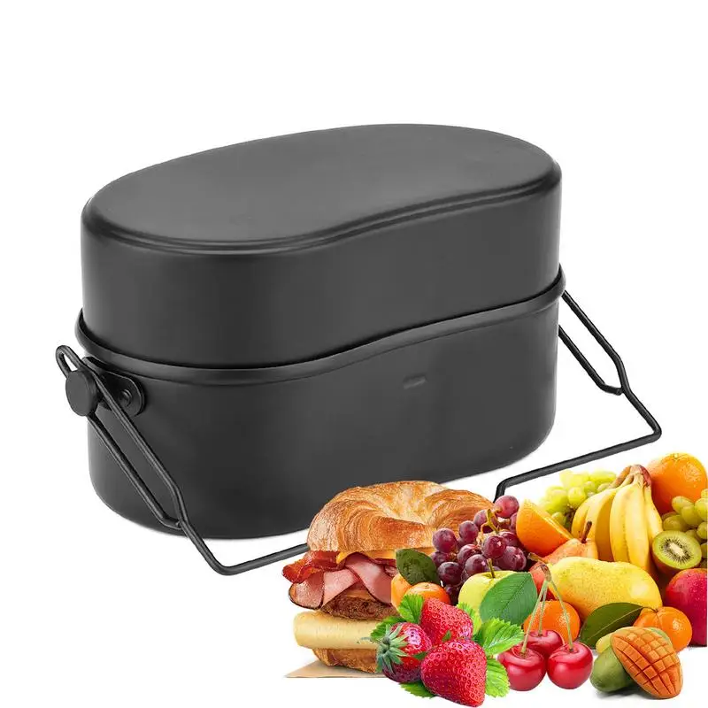 

New Camping Lunch Box Aluminum Lunch Box Double layer with handle Versatile Food Container Meal Storage Compact lunch Box