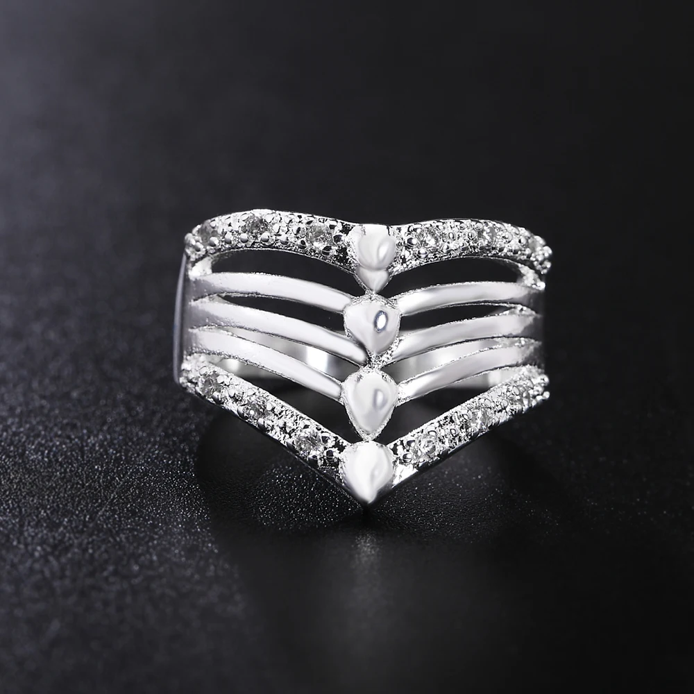 

925 Sterling Silver Pretty crystal Wide geometry Ring For Women Fashion Party luxury Charms wedding Jewelry Christmas Gifts