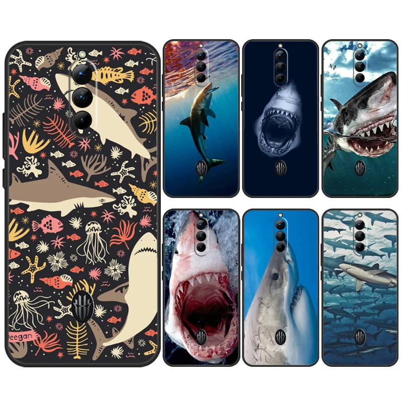 Ocean Shark Tooth Fish Case Per Zte Nubia Red Magic 8 8S 9 Pro Plus Red Magic 6 7 6S 7S Pro 5G 5S 6R Cover Posteriore