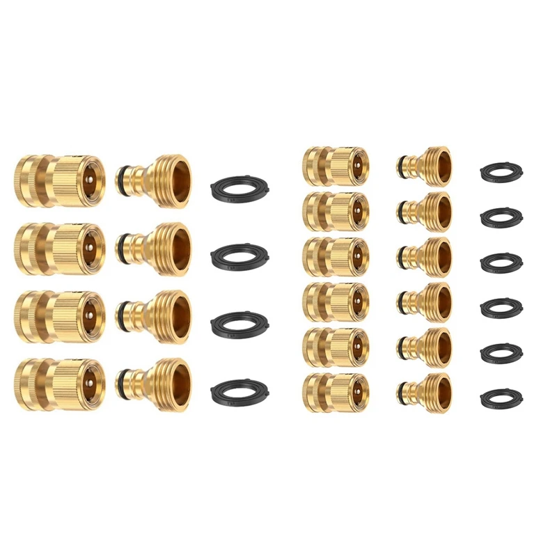 

New Garden Hose Quick Connector Solid Brass,3/4 Inch GHT Thread Fitting No-Leak Water Hose Female And Male Adapter