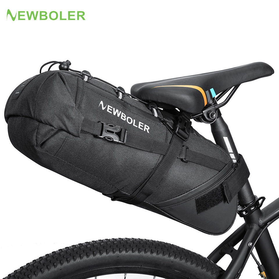 NEWBOLER Bike Saddle Bag Waterproof MTB Road Bicycle 10L Large Capacity Cycling Bag Foldabe Tail Rear Bag Trunk Accessories