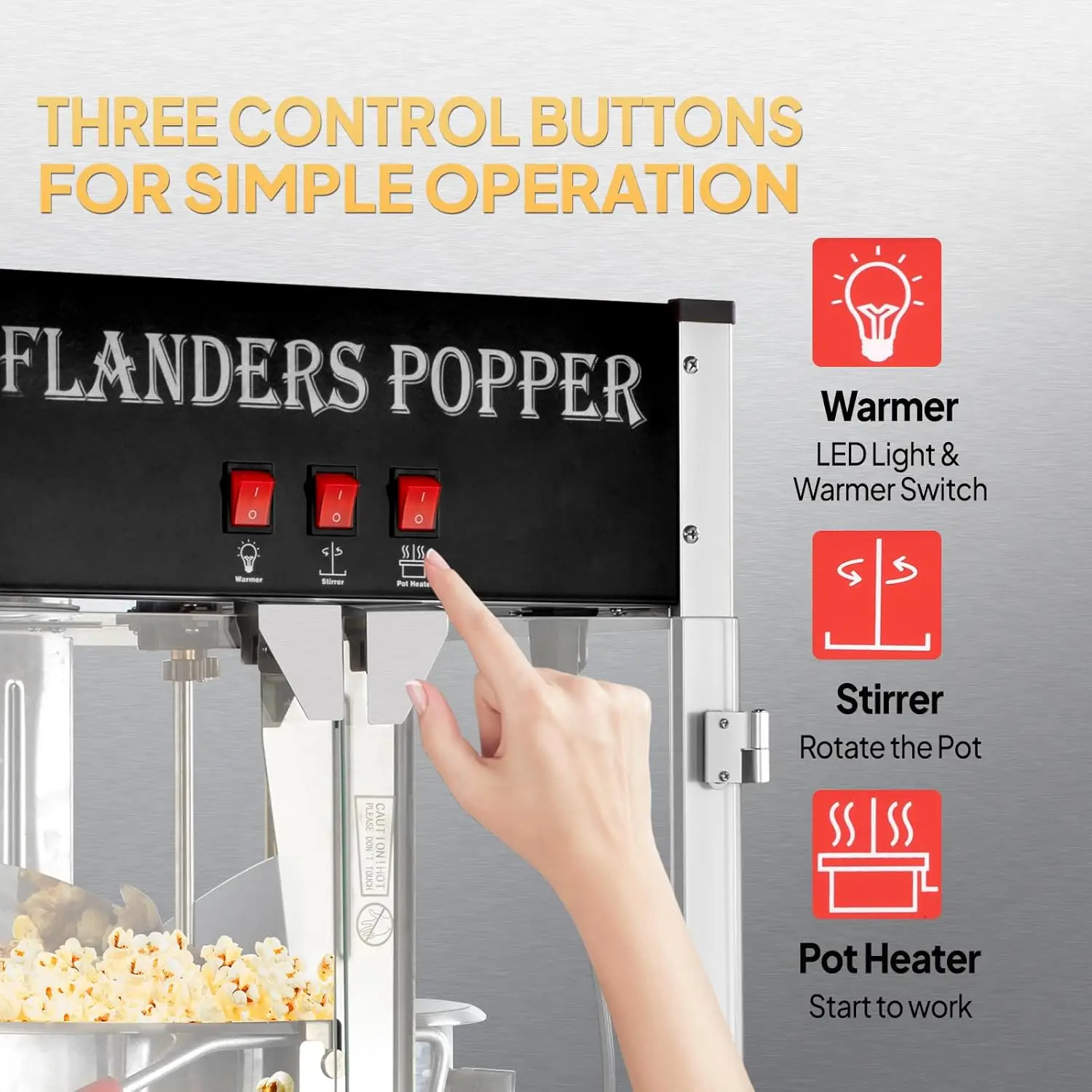 Popcorn Machine with 16 Ounce Kettle Countertop Popcorn Maker Commercial Machine w/Stainless Steel Scoop