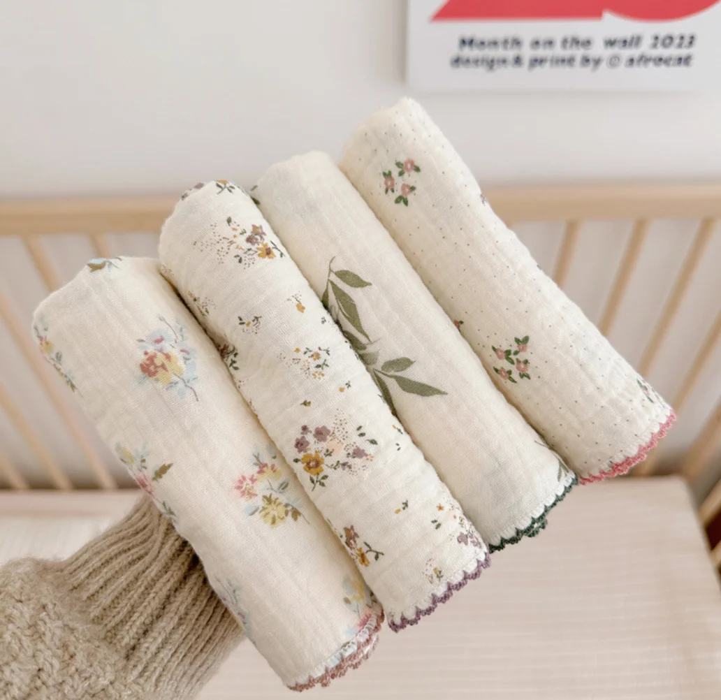 Newborn Baby Muslin Swaddle Wrap Blankets 2 Layers For Boys Girl Cotton Receiving Blanket Bed Crib Quilts Stuff