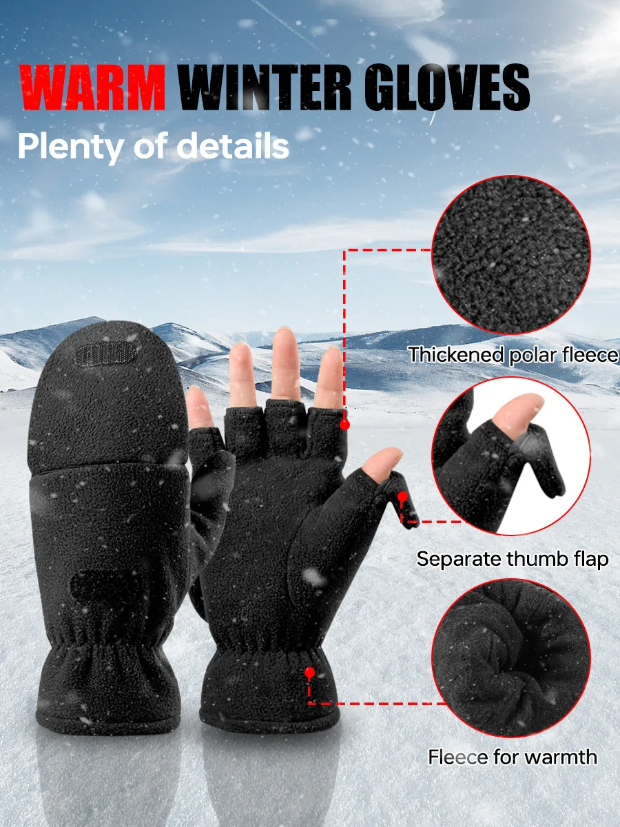 Description Picture 4 of itemCycling Thermal Gloves Universal Winter Fleece-Lined Gloves Windproof, Non-Slip Thermal Cycling Gloves MTB Sports Fleece Gloves