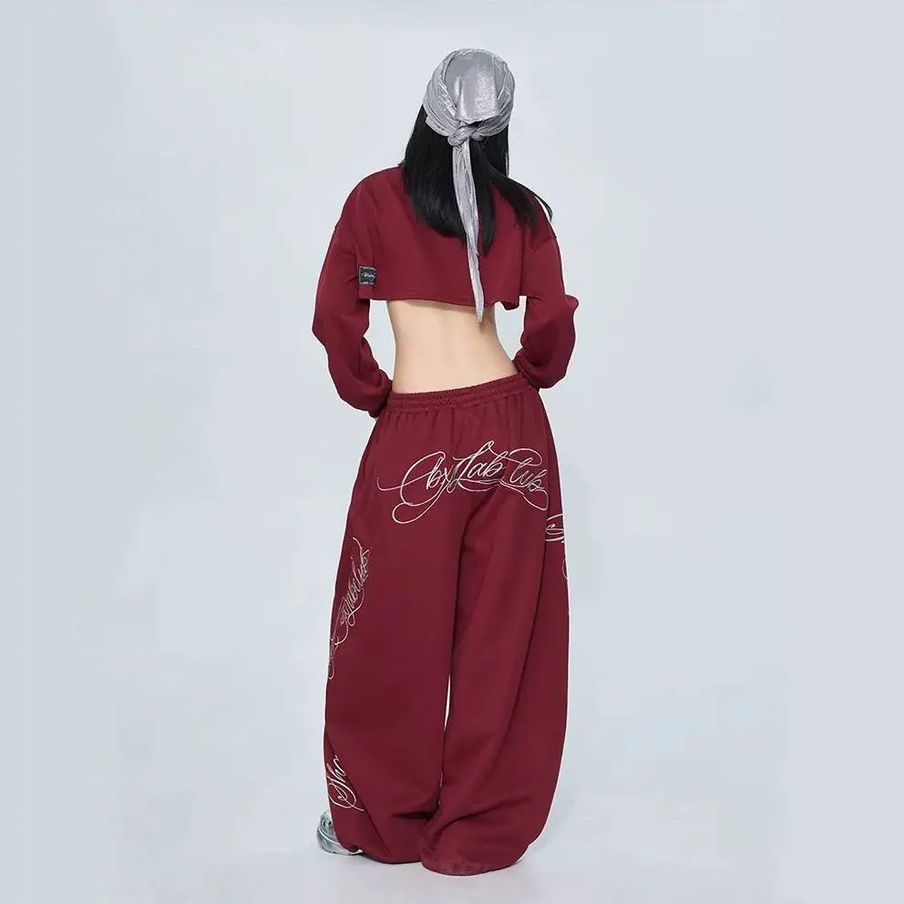 Street Dance Trend Flower Body gothic Futuristic Heavy-Duty American Street Hip-Hop Dance Loose Sportswear Pants Y2K Summer punk