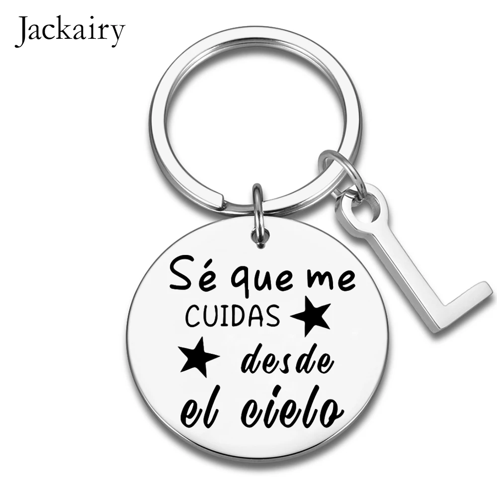 Spanish Keychain Sé Que Me Cuidas Desde El Cielo Stainless Steel