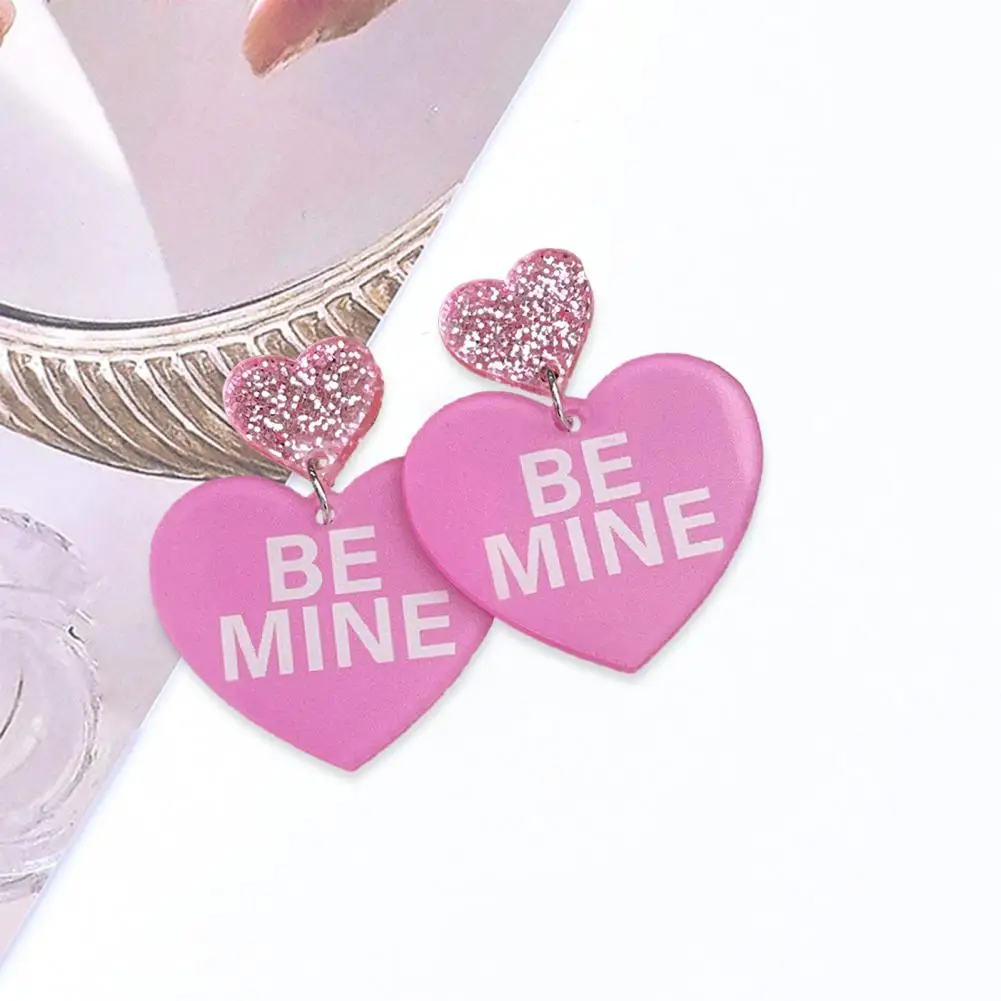 Orecchini Scintillanti Orecchini Pendenti A Cuore Di San Valentino Per Le Donne Orecchini D'Amore Lucidi Cute Lover Mom Red/Pink Heart Charm Stud