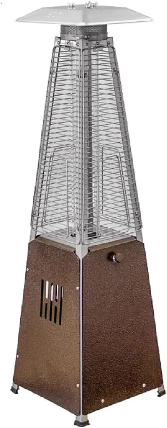 HLDS032-GTTHG Portable Propane Table Top Pyramid Glass Tube Patio Heater 9500 BTU Bronze SMALL Hammered Bronze finish