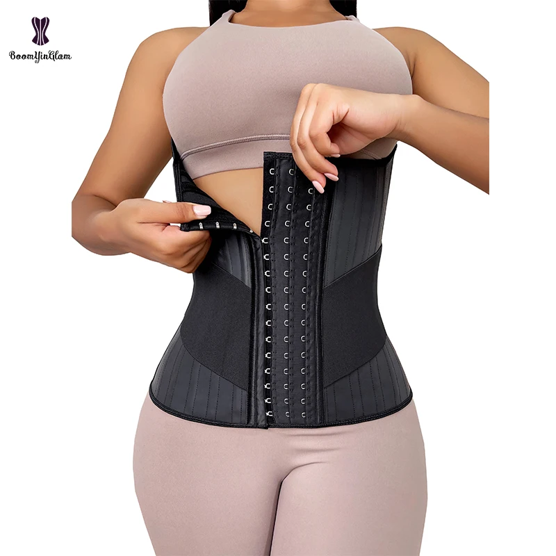 New Design Tummy Control Sheath 11.81"Slimming Belt Long Torso Waist Trainer Shaper Shinny Latex Rubber Corset For Women