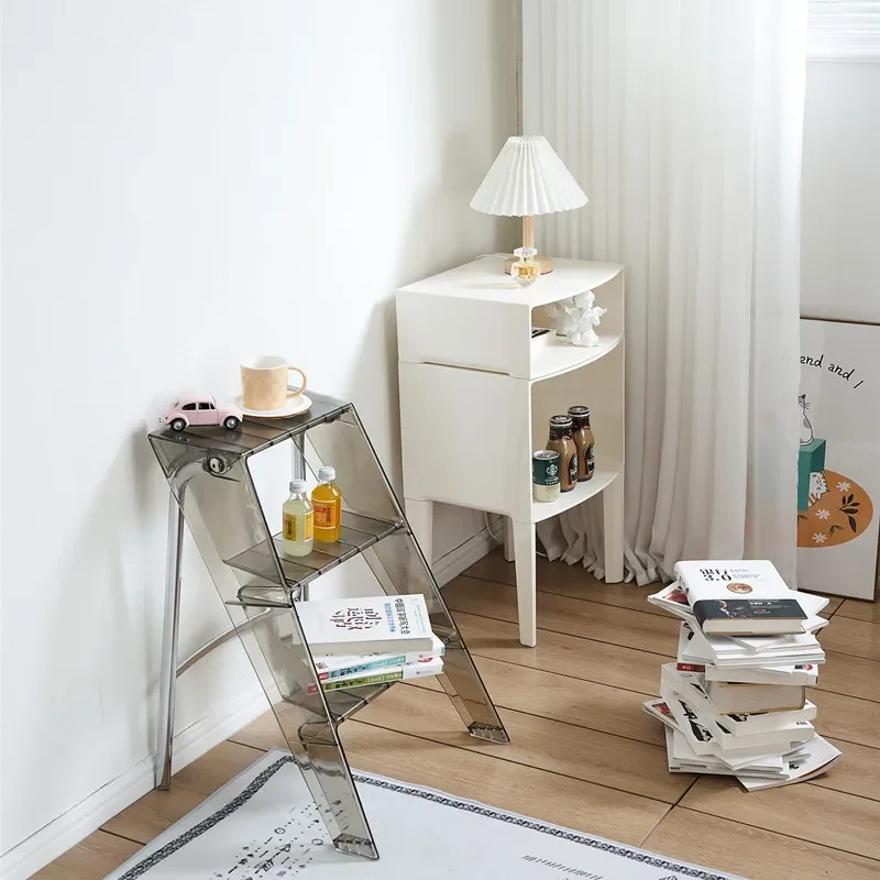 Acrylic Transparent Household Plastic Stepladder folding step stool telescoping ladder Folding Indoor Thickened Herringbone Storage Three-step Ladder