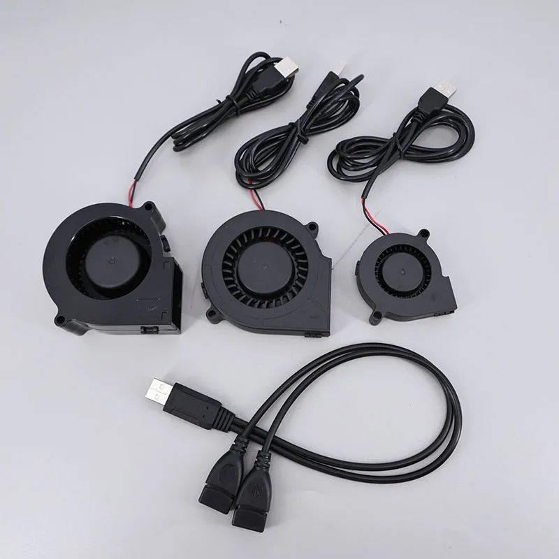 듀얼 40mm 50mm 60mm 80mm 90mm 120mm DC 5V 전원 공급 USB 블로워 팬, AV 리시버 DVR 냉각용 2 in 1 USB 케이블 포함