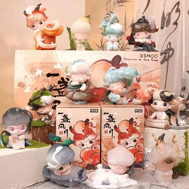 New Genuine Dimoo Stories In The Cup Series Action Figure Toys Trendy Fashion Cute Model Dolls Collection Figurine Surprise Gift 6