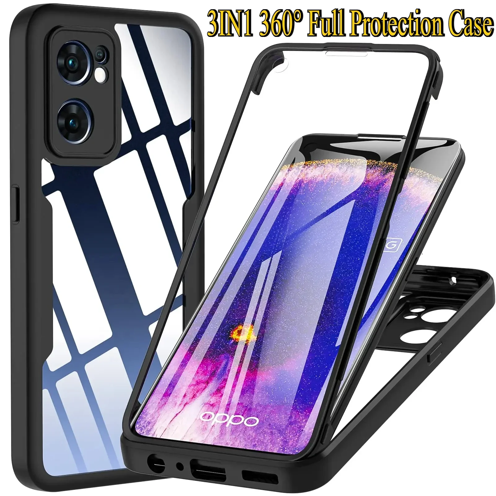 Universal 3-in-1 360° Full Protection Acrylic+TPU Phone Case