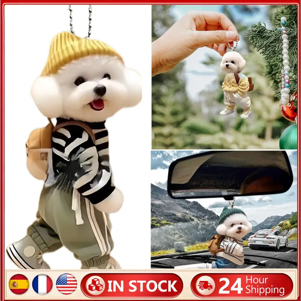 Acrylic Car Hanging Puppy Ornament for Interior Decoration