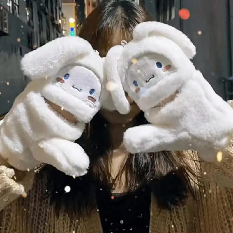 

Милые перчатки в стиле Cinnamoroll, Мультяшные плюшевые рандомные перчатки Sanrios, милый стиль Y2k, женские милые перчатки, искусственная кожа