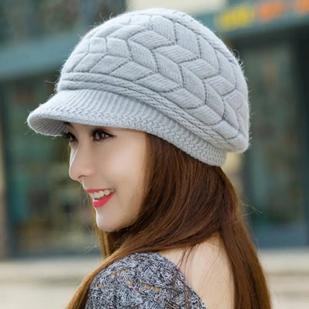 

Women's Winter Solid Color Warm Knitting Loose Beret Korean Warm Windproof Comfortable Casual Women Cycling Beret Thick Ski E4J1