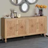 Farmhouse Sideboard Buffet Cabinet Accent Storage Cabinet with 4 Carved Flower Doors and Metal Handless, TV Stand Console Table 3