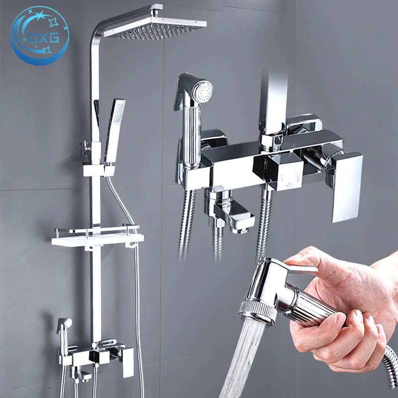 Shower Faucets bathroom faucet bathroom shower faucet set thermostatic mixing valve Bathroom Shower Mixer Faucet Bidet Faucet Rainfall shower set Spray Mixer Crane
