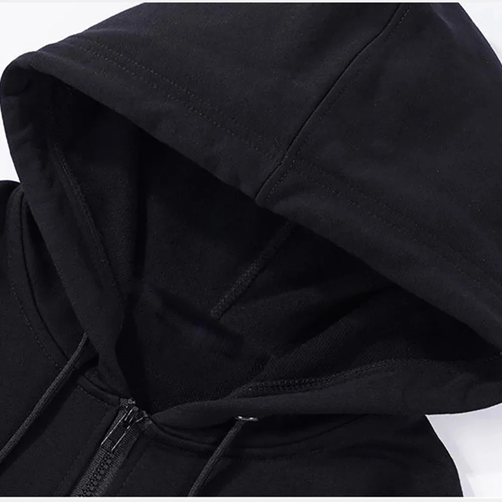 Mens Zip Up Hoodie - Solid Color Casual Jacket Y2K Fashion Outdoor Sweatshirt