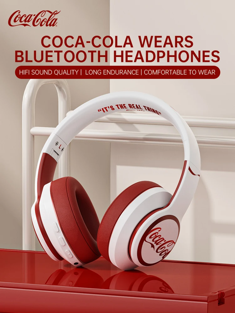 Coca-Cola Headphones Wireless Earphone Bluetooth 5.3 Headset HiFI