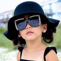2022 Brand Oversize Diamond Sunglasses Kids UV400 Sun Glasses Big Frame Goggle Baby Boys Girls Lovely Sunglass Oculos Eyeglasses