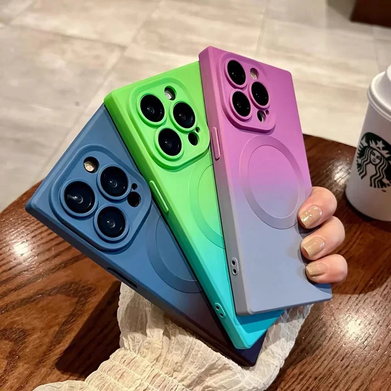 Fashion Matte Gradient Magnetic Shockproof Silicone Soft Case Cover