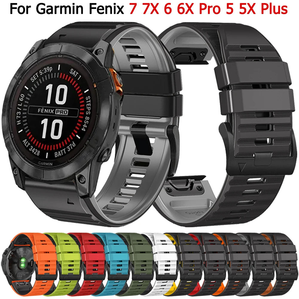 

Ремешок для часов Quickfit 22/26 мм, силиконовый браслет для Garmin Fenix 7 7X 6X 6 Pro 5X Plus 945 lnstinct 2X Epix Gen 2