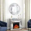 SHYFOY 31.5'' Electric Fireplace with Crushed Diamond Silver Mirror Frame 5