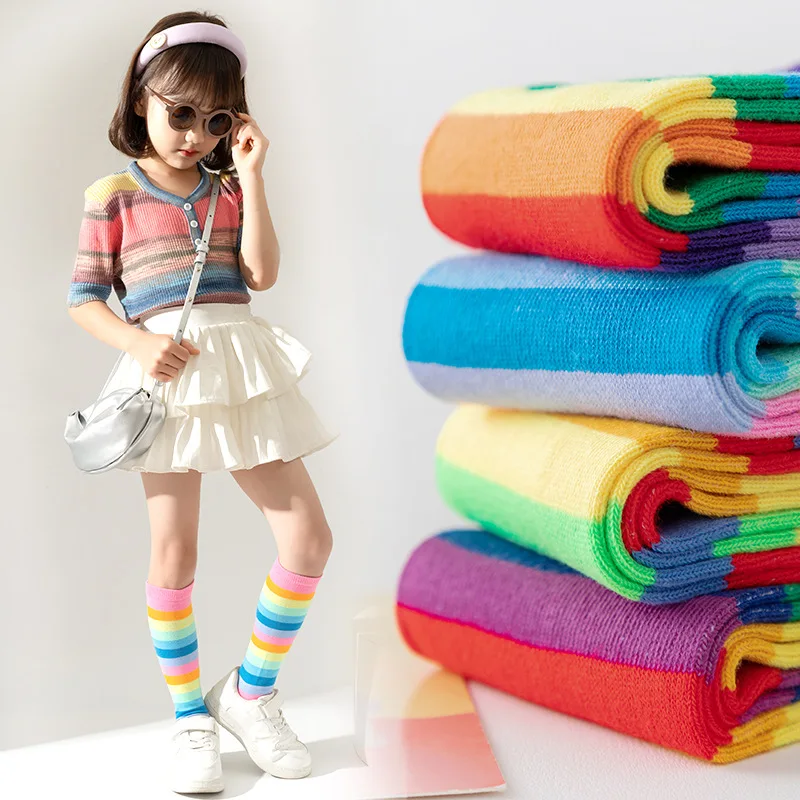 Girls' mid tube socks Korean version children's leg half height tube socks baby performance long tube socks 2