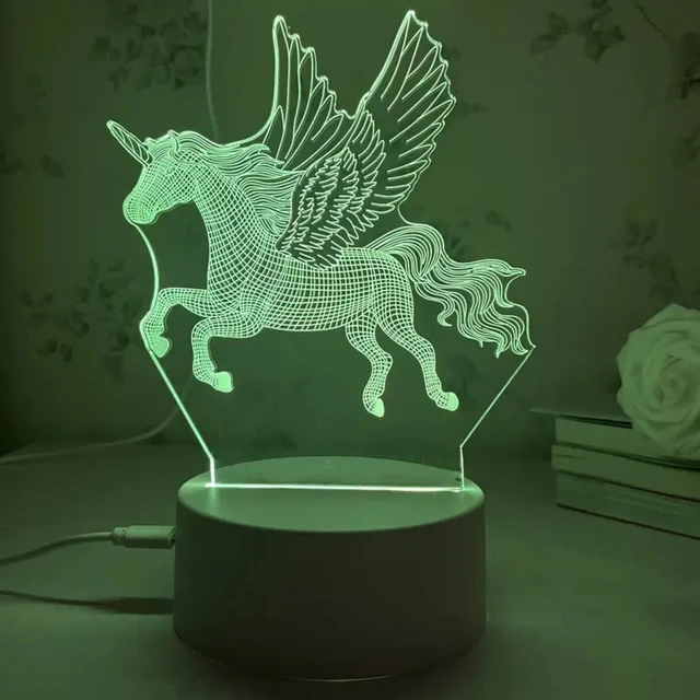 Perfect for Nursery, this Vibrant and Colorful 3D Flying Horse Night Light with Easy Touch Control Switch is Ideal for 0+ Years  2