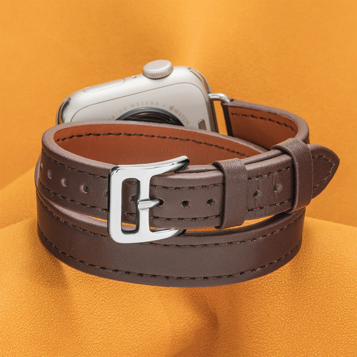 Double Tour Leather Strap for Apple Watch - Stylish Band for All Series