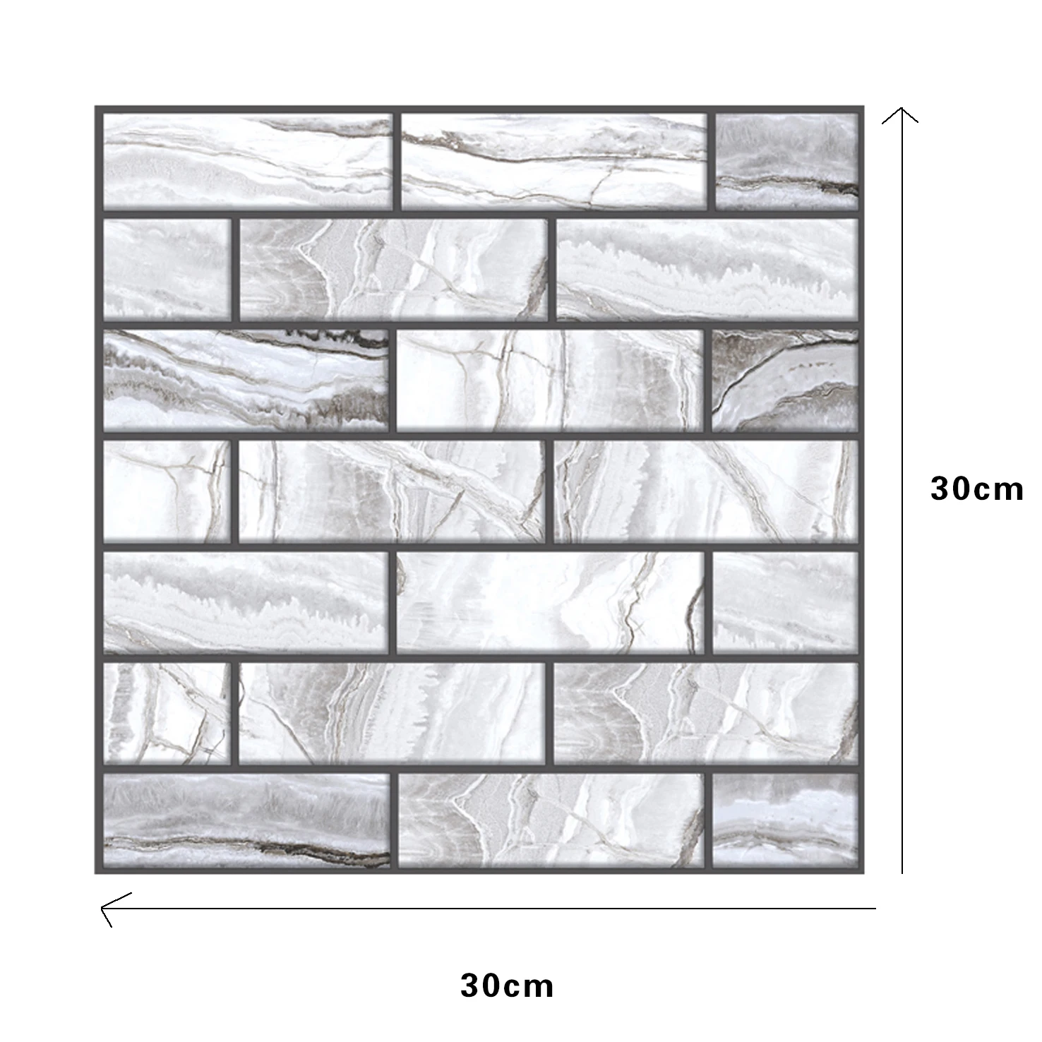 10PCS 3D Marble Tile Wall Stickers Home Decor Kitchen Bathroom Living Room Self Adhesive TV Background Wall Waterproof Wallpaper