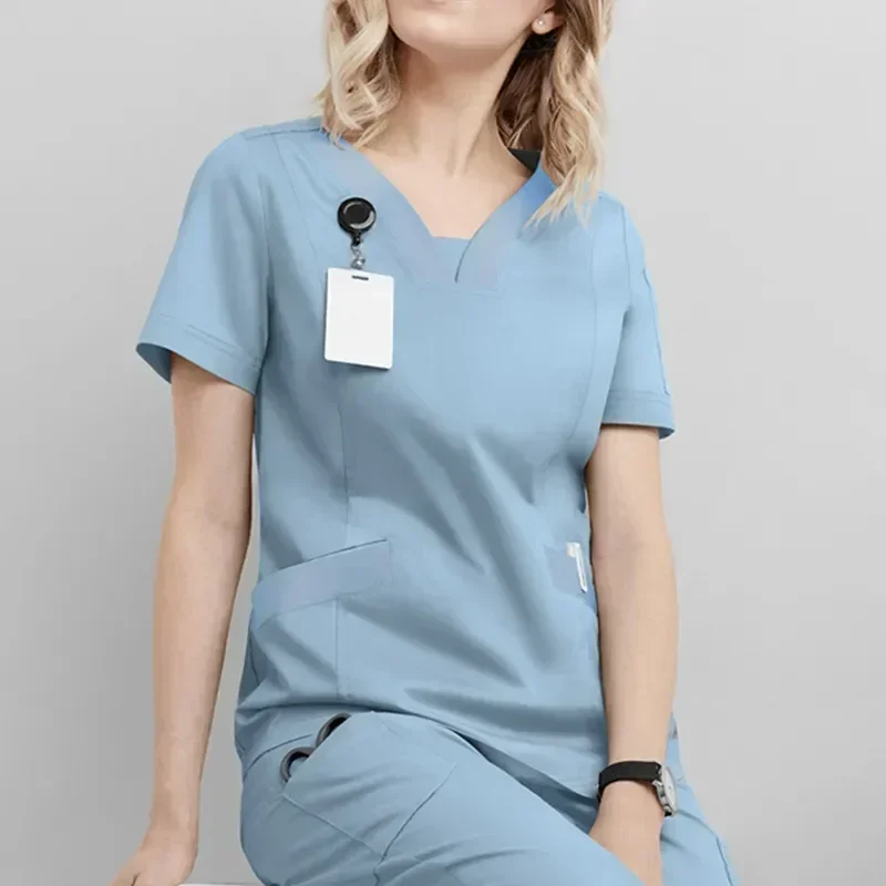 

2023 Set Top V-neck Surgery Clothes Hospital Workwear Medical 's Suits Doctor Women Uniform Work Pants Drawstring Scrubs Nursing