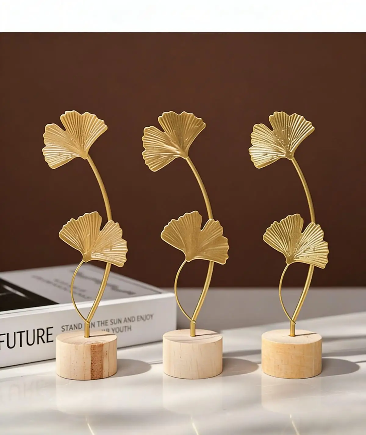 Nordic Style Iron Ginkgo Leaf Ornament - Gold