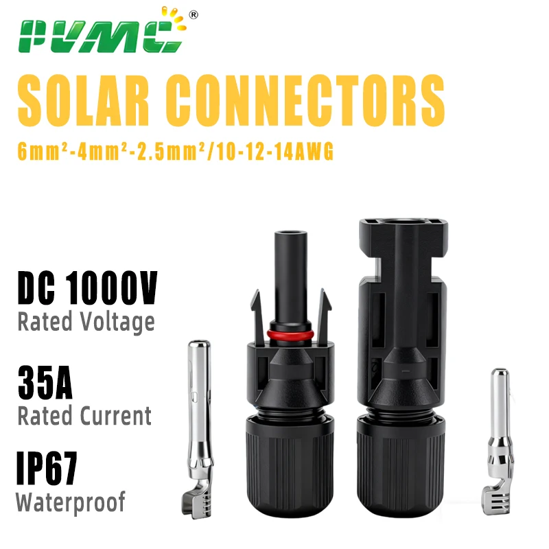 ชุดขั้วต่อโซลาร์เซลล์ PVMC 5 10 20 30 40 50 คู่ แบบ DC 1000V35A สำหรับแผงโซลาร์เซลล์ ขั้วต่อกันน้ำมาตรฐาน IP67 สำหรับสาย PV/MC ขนาด 2.5/4/6 ตร.มม. 1