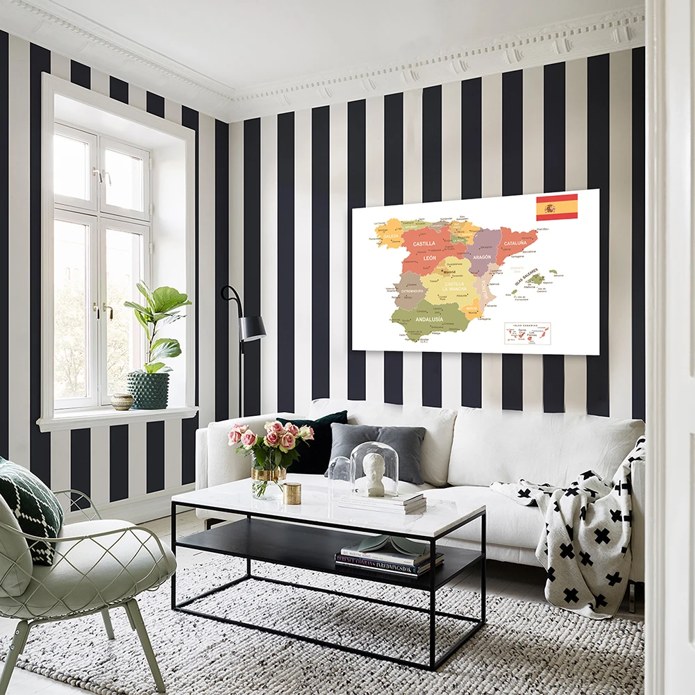 150*100 cm Political Map Of The Spain Non-woven Canvas Painting Wall Poster Office Home Decoration School Supplies In Spanish