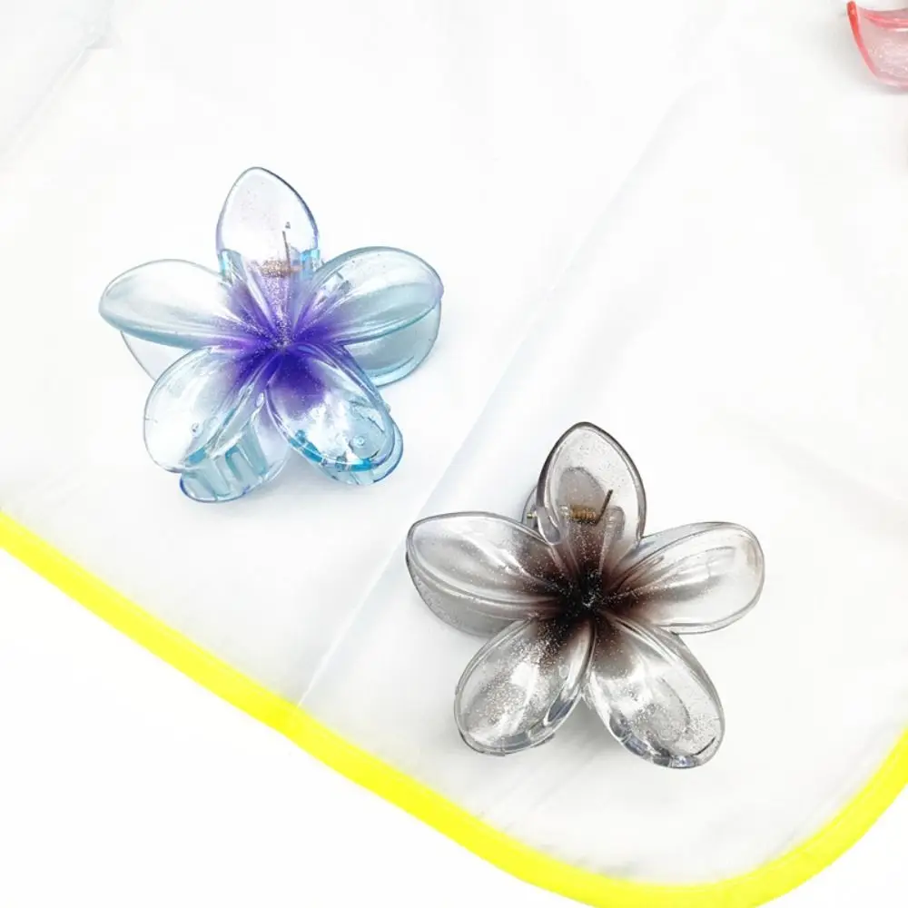 Plumeria Flower Shape Hair Claw Cute Shark Clip Plastic Barrettes Bohemian Styling Hair Clip Women