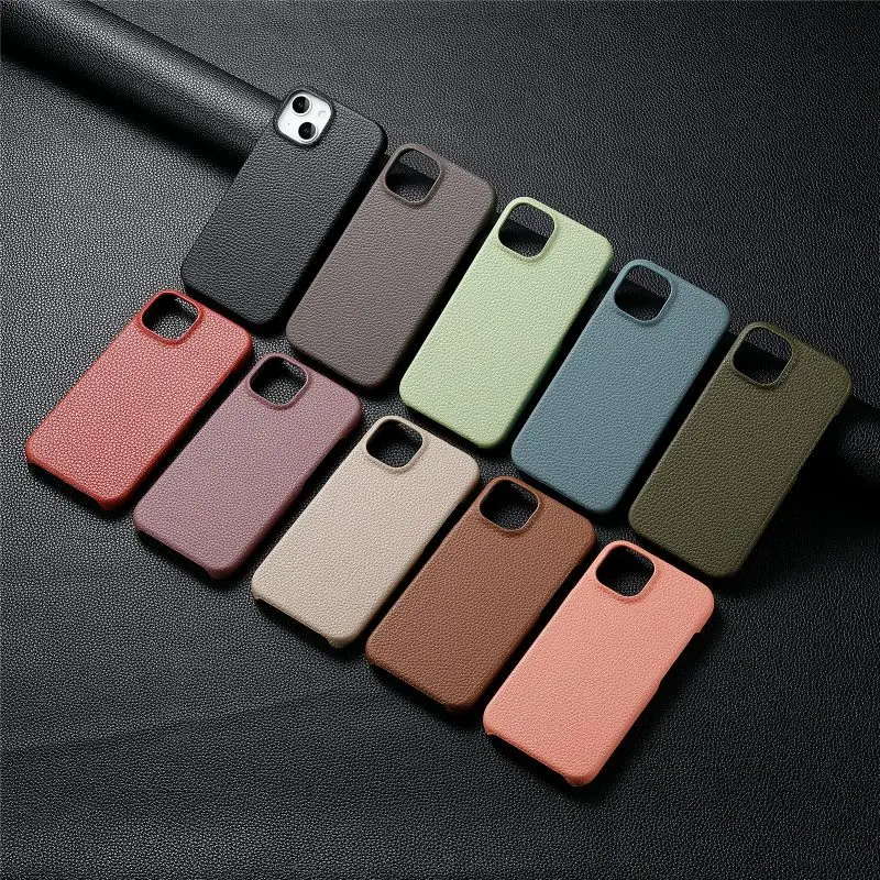 

Retro Lichee Leather Back Cover For iPhone 15 Plus 14 13 12 Mini 11 Pro Max XR X XS Max 7 8 Plus Protection Phone Case