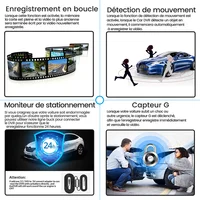 Dash Cam 4,3 pouces "mini rétroviseur numérique dashcam, double caméras avant et arrière IPS Caméra avant et arrière Registrar Noir 3
