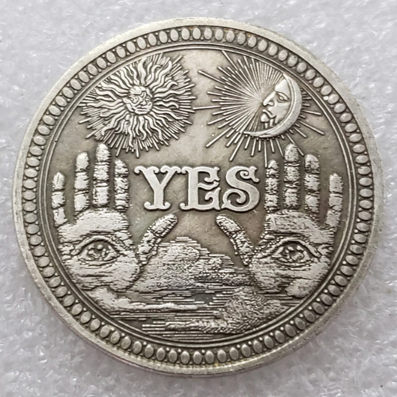 Памятная монета с черепом да или нет, сувенир с серебряным покрытием, латунная Античная коллекция монет на удачу, подарок на Хэллоуин Памятная монета с черепом да или нет, сувенир с серебряным покрытием, латунная Античная коллекция монет на удачу, подарок на Хэллоуин