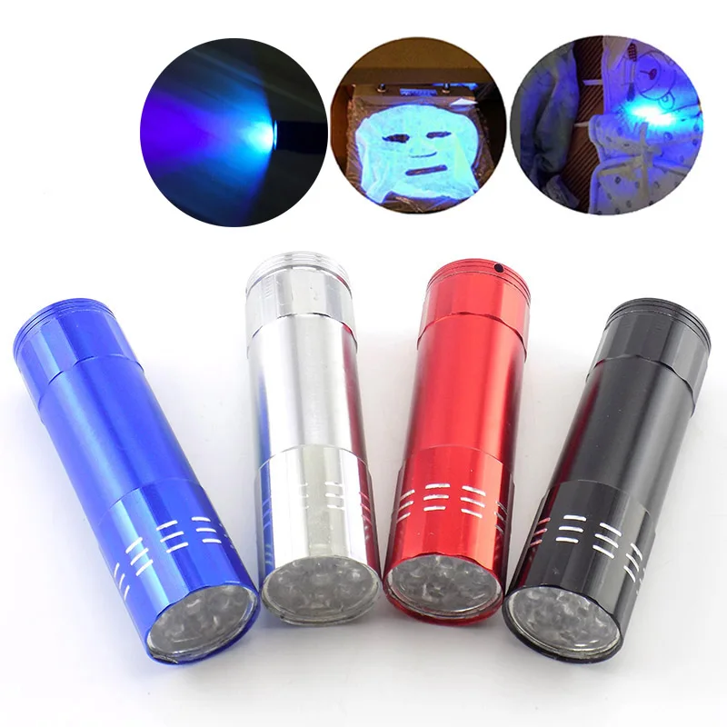 9-LED-black-Light-UV-Ultraviolet-Flashlight-Flash-Torches-penlight-lamp ...
