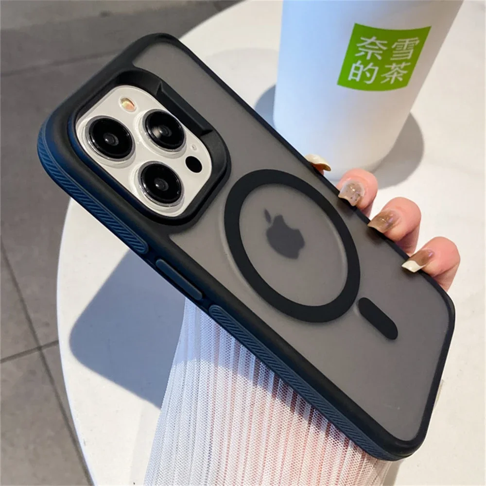 Luxury Matte Translucent Shockproof Armor Case with Magsafe Compatibility