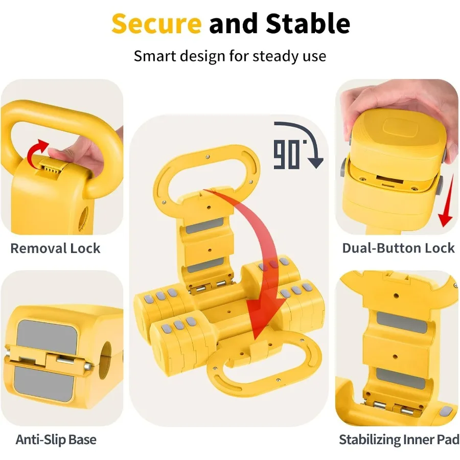 2-in-1 Adjustable Dumbbells Set, 4 Levels Weight Dumbbells Set for Women Men, Each 2.2/3.3/4.4/5.5lb Hand Weights with Kettlebel