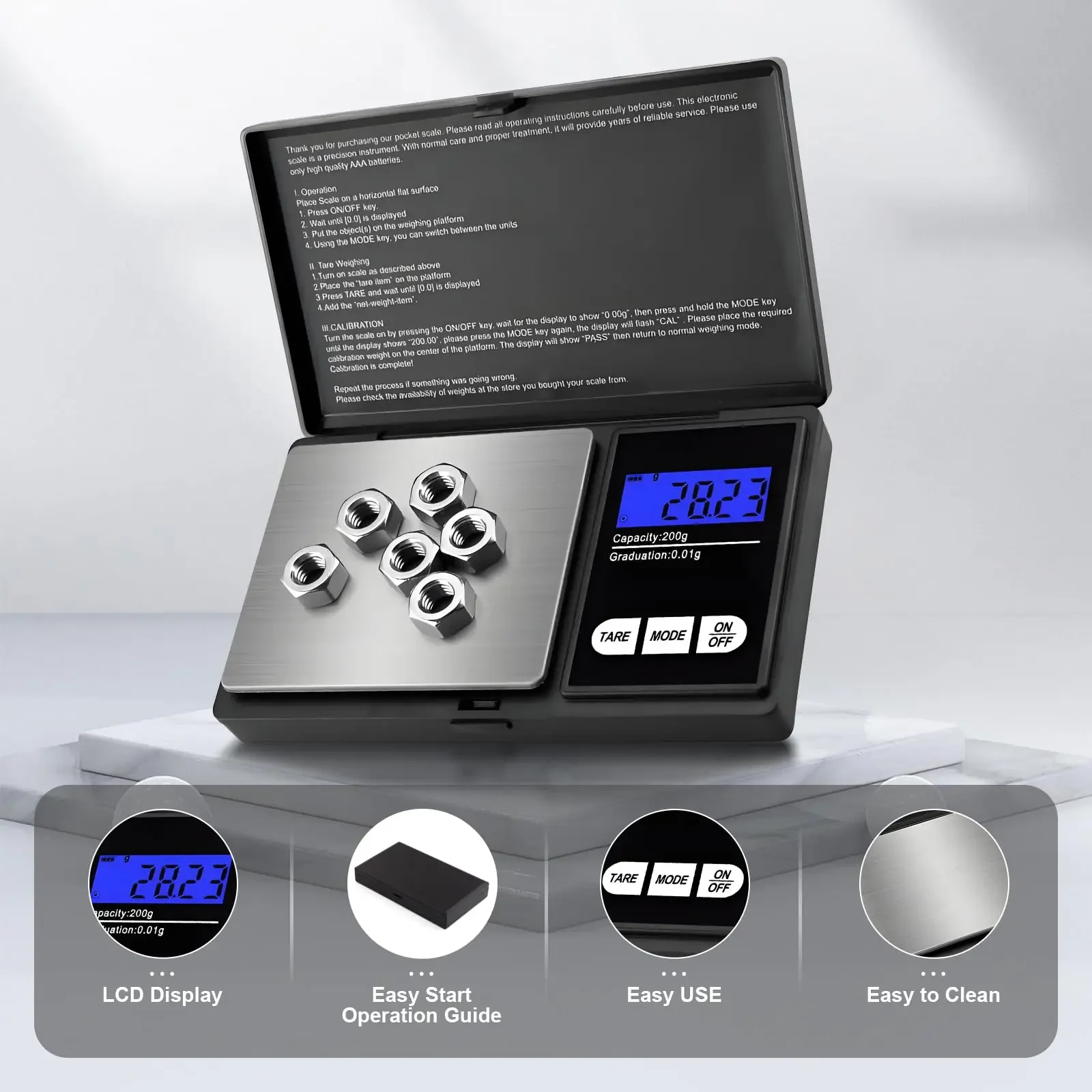 Compact Digital Jewelry Scale for Precise Measurements (Battery Excluded)