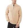 Men's Quarter Zip Sweater Casual Mock Neck Pullover Ribbed Knit Polo Sweater 2
